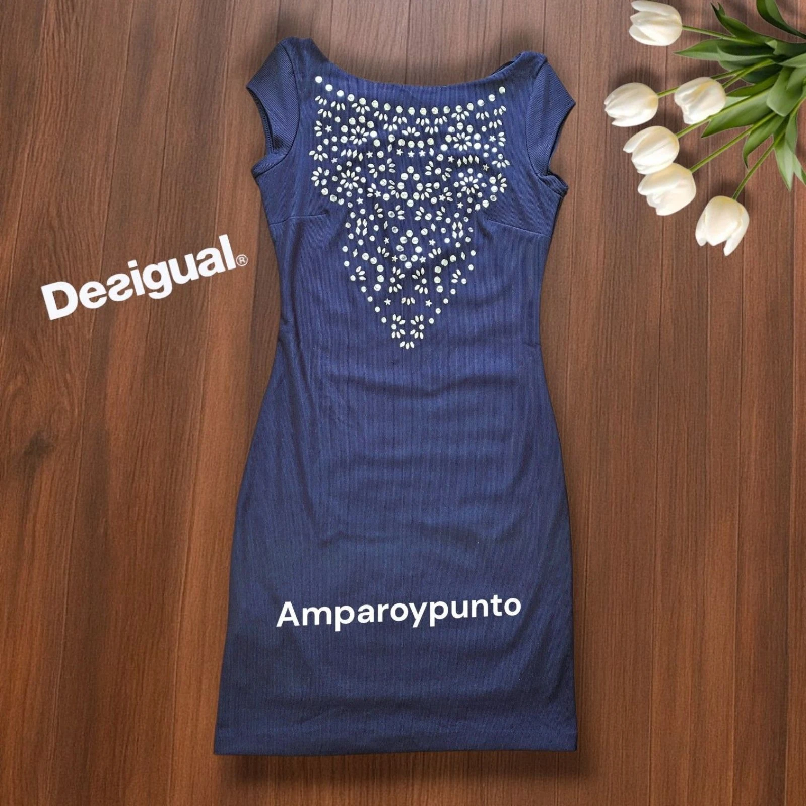 Vestido desigual azul marino
